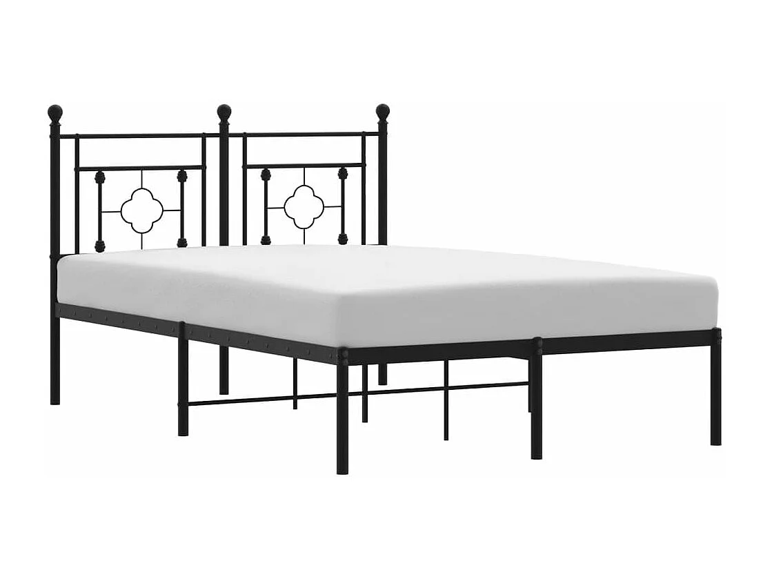 Cadre de lit métal avec tête de lit noir 120x200