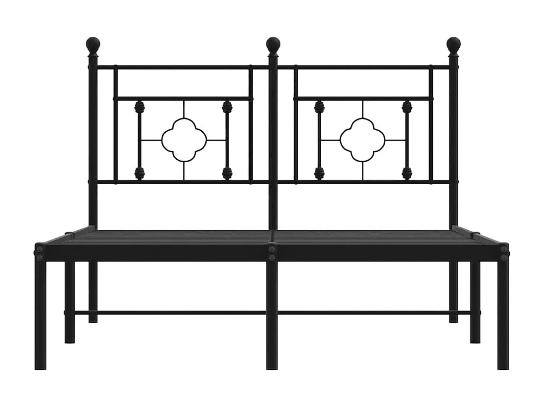 Cadre de lit métal avec tête de lit noir 120x190