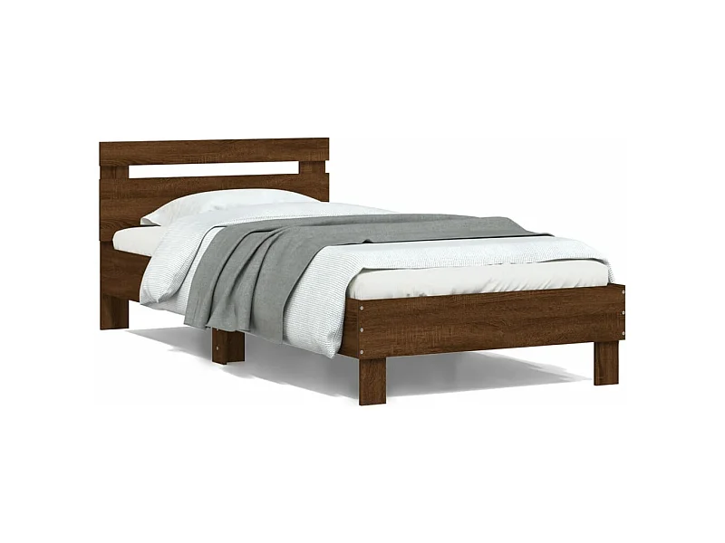 Cadre de lit avec tête de lit chêne marron 100x200