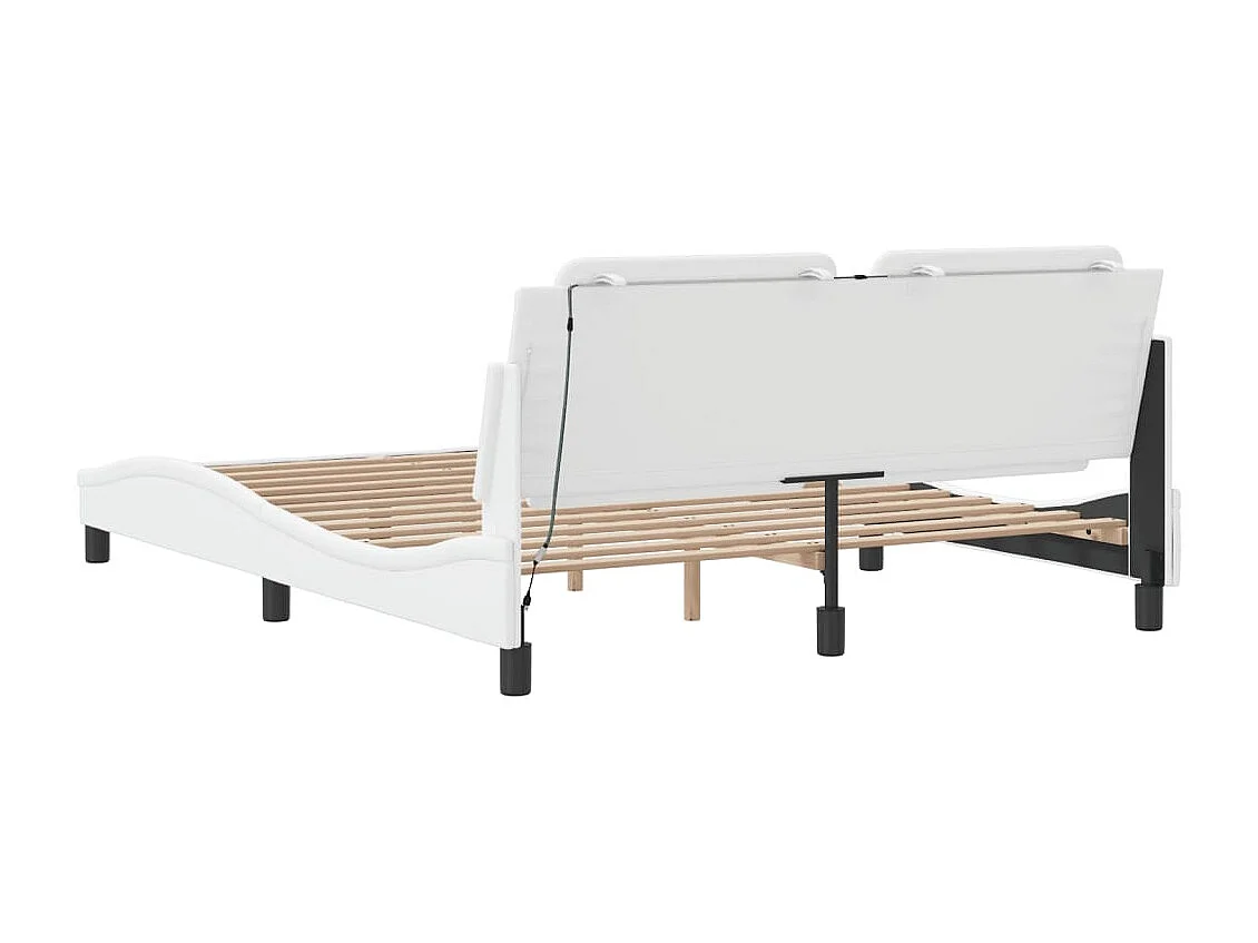 Cadre de lit avec lumières LED blanc 160x200 similicuir