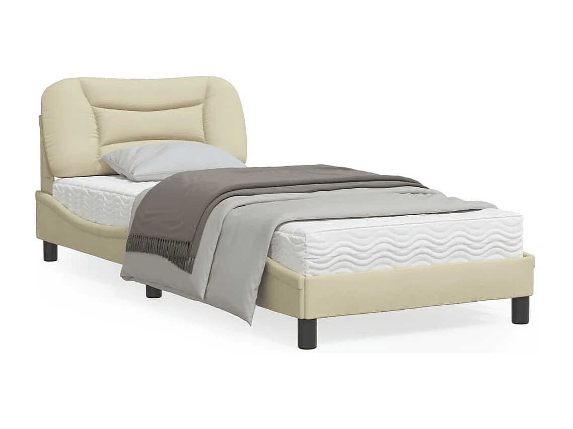 Cadre de lit avec lumières LED crème 80x200 tissu