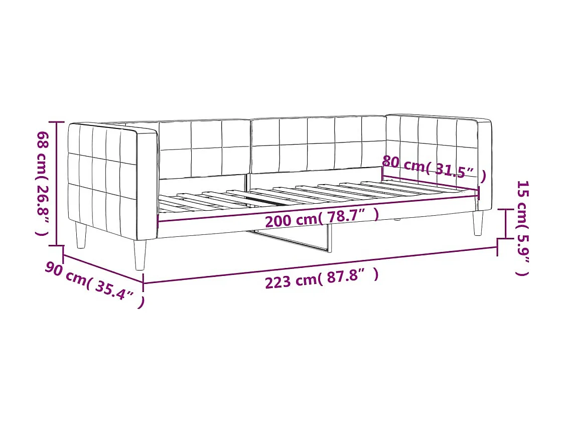 Lit de repos noir 80x200 velours