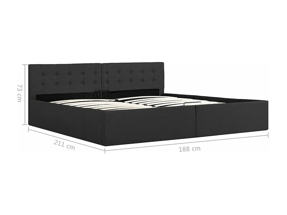 Lit à stockage hydraulique Gris foncé Tissu 180x200