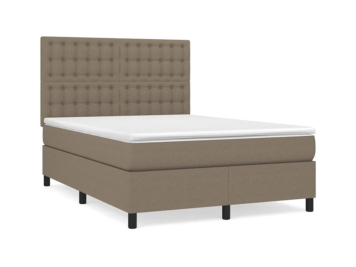 Sommier à lattes de lit avec matelas Taupe 140x200 Tissu