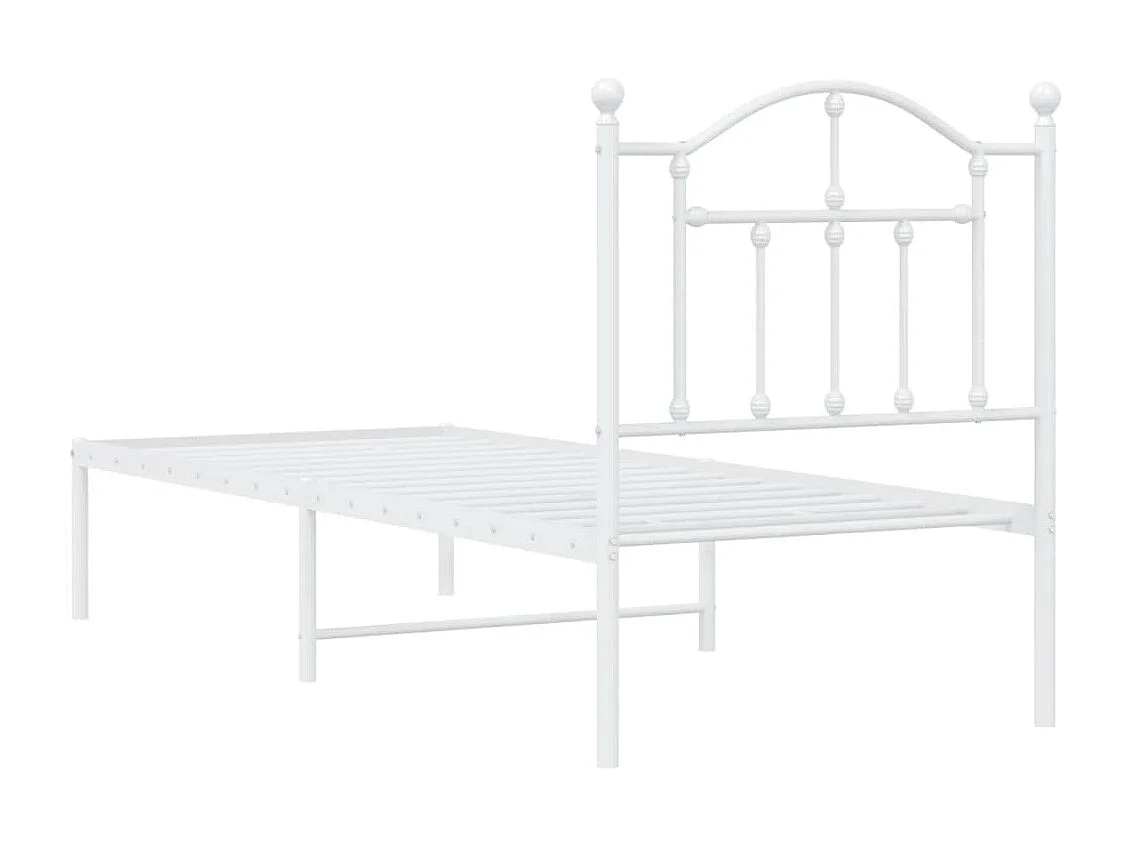 vidaXL Estructura de cama de metal con cabecero blanco 75x190 cm