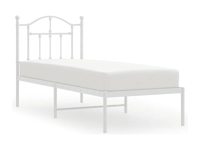 vidaXL Estructura de cama de metal con cabecero blanco 75x190 cm