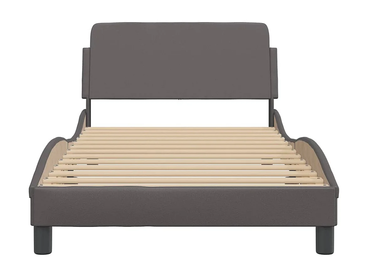 Cadre de lit avec tête de lit Gris 100x200 Similicuir