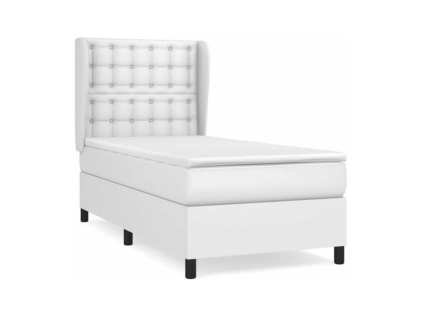 Sommier à lattes de lit avec matelas Blanc 90x200 Similicuir