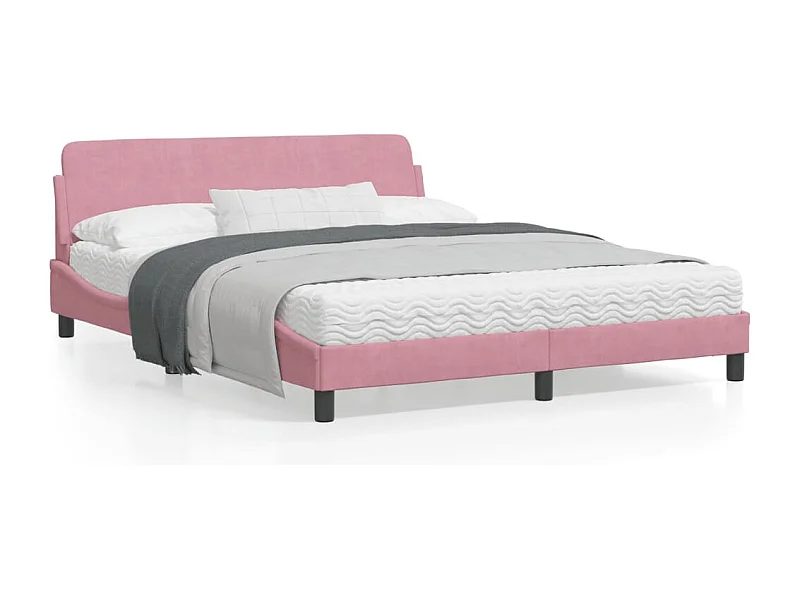 Cadre de lit avec tête de lit Rose 160x200 Velours