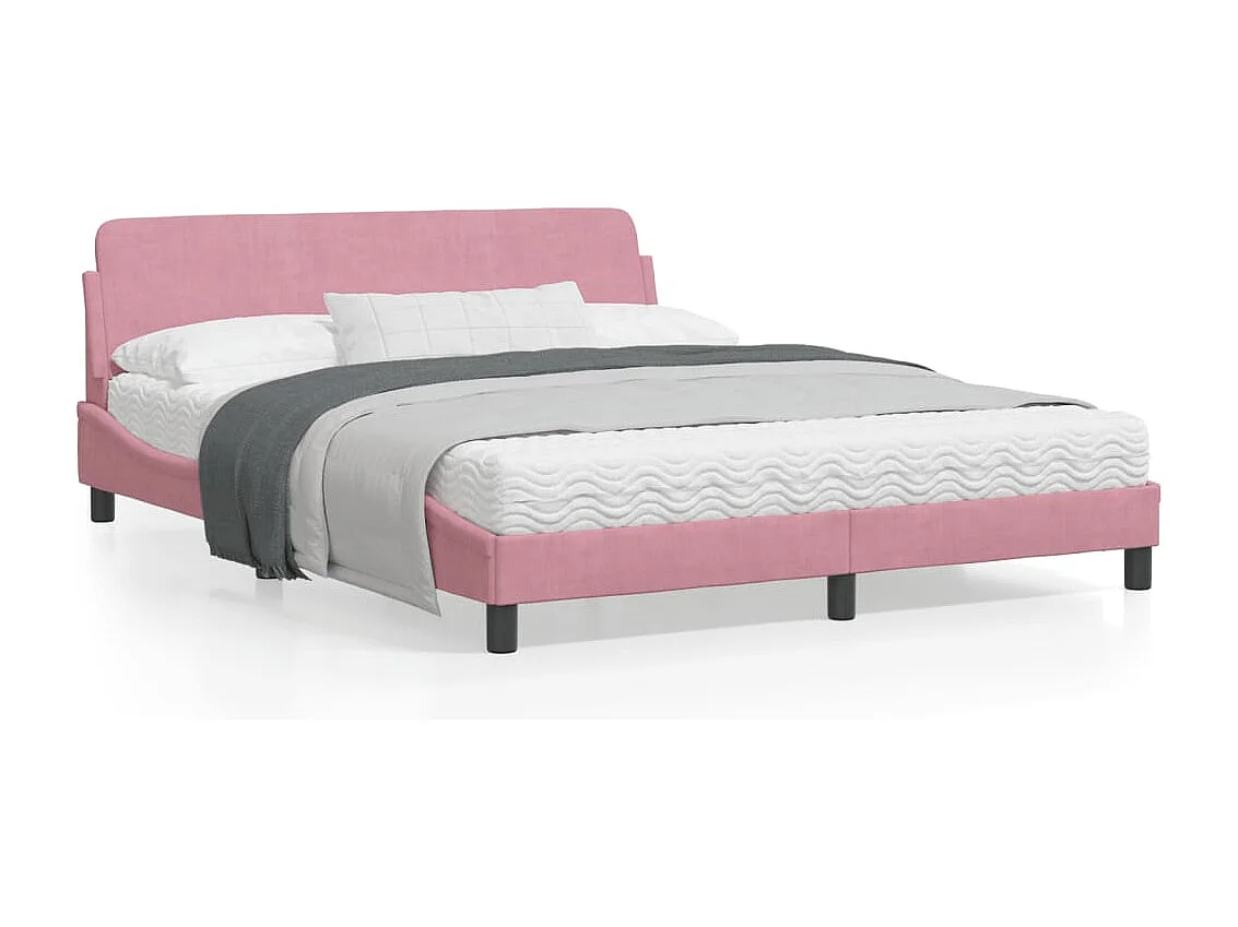 Cadre de lit avec tête de lit Rose 160x200 Velours