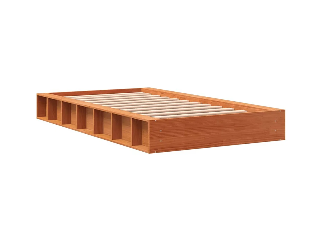 Cadre de lit marron 75x190 bois de pin massif