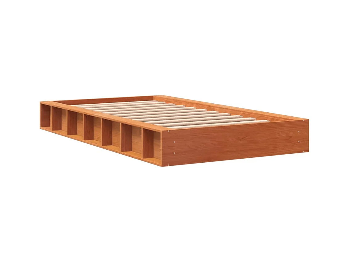 Cadre de lit marron 75x190 bois de pin massif