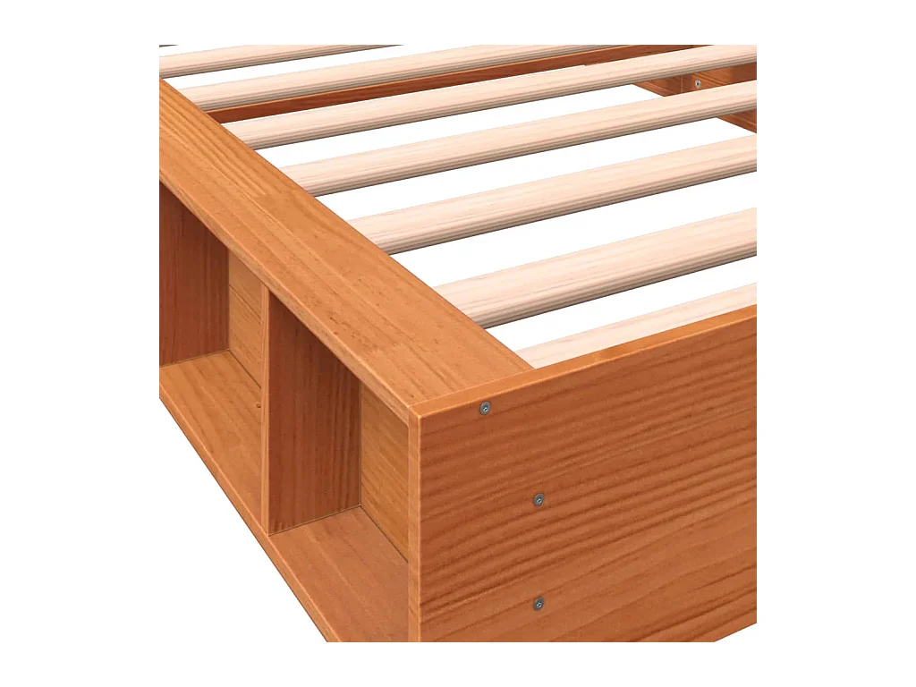 Cadre de lit marron 75x190 bois de pin massif