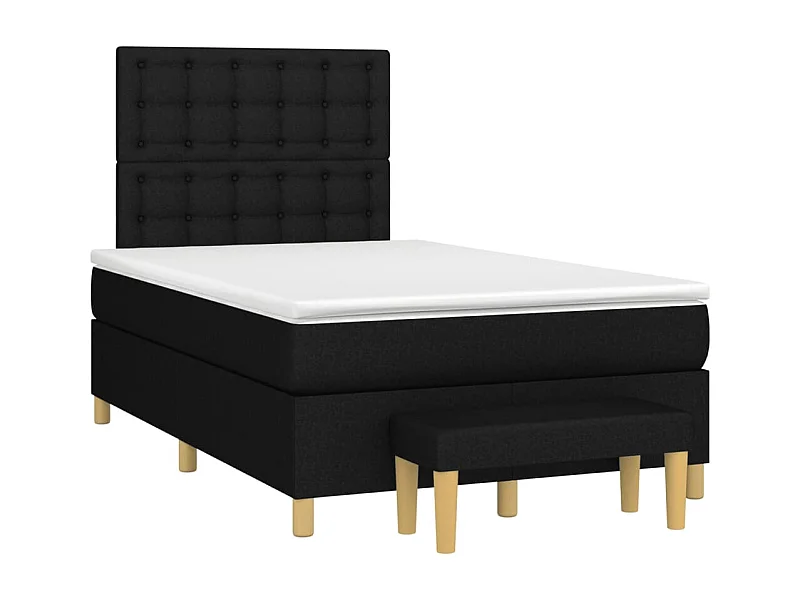 Sommier à lattes de lit avec matelas noir 120x190 tissu