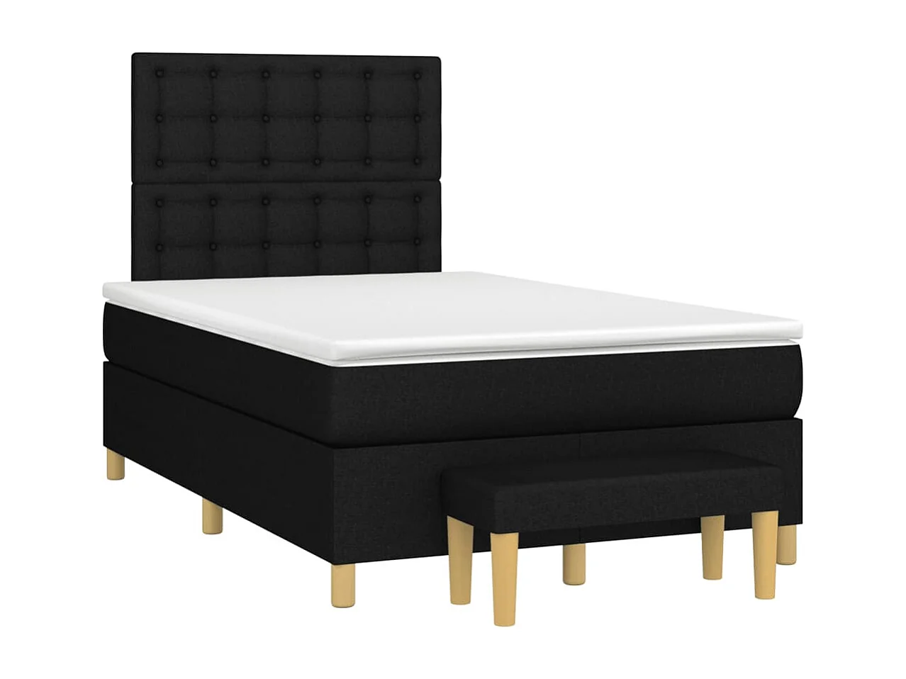 Sommier à lattes de lit avec matelas noir 120x190 tissu