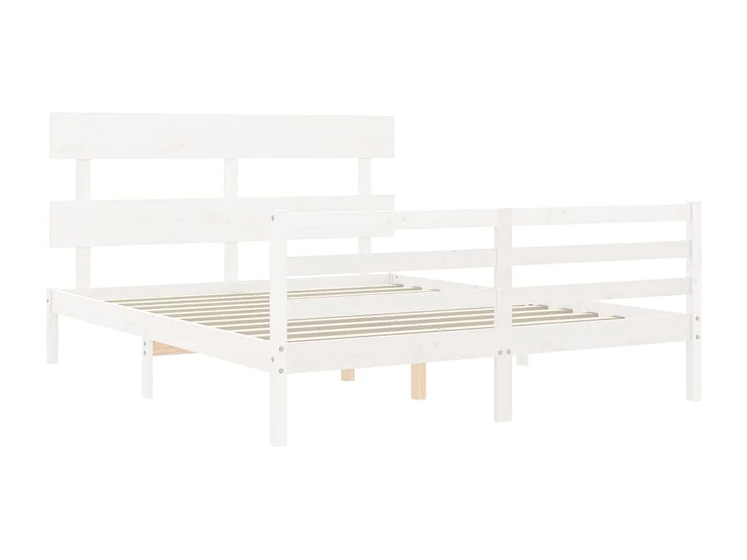 Cadre de lit avec tête de lit blanc 160x200 bois massif