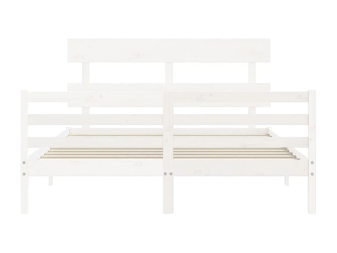 Cadre de lit avec tête de lit blanc 160x200 bois massif