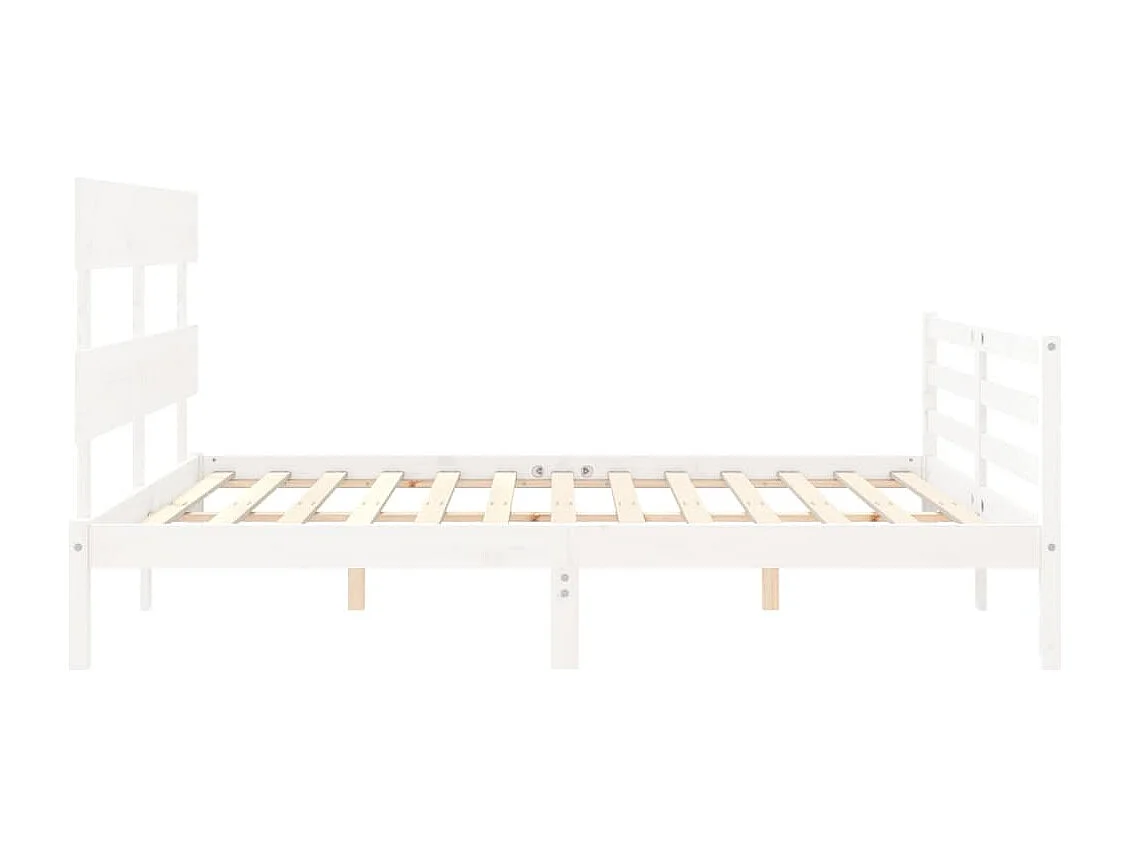 Cadre de lit avec tête de lit blanc 160x200 bois massif