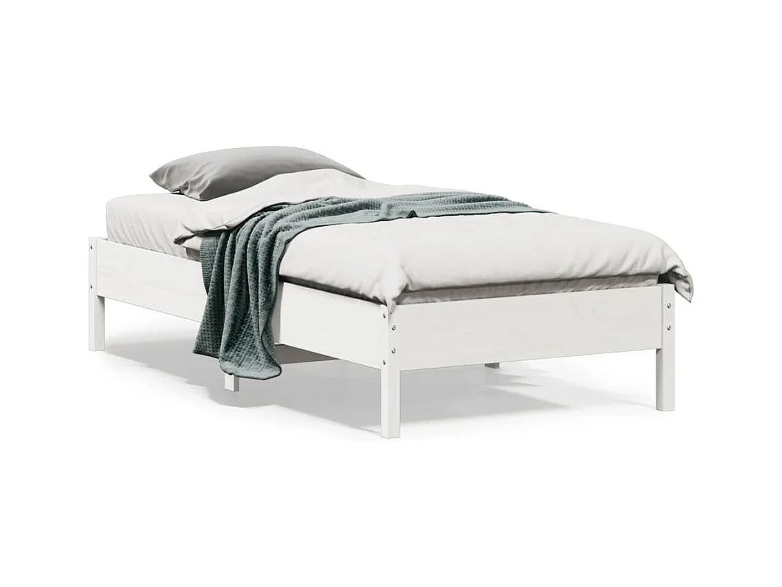 Cadre de lit Blanc 90x190 Bois de pin massif
