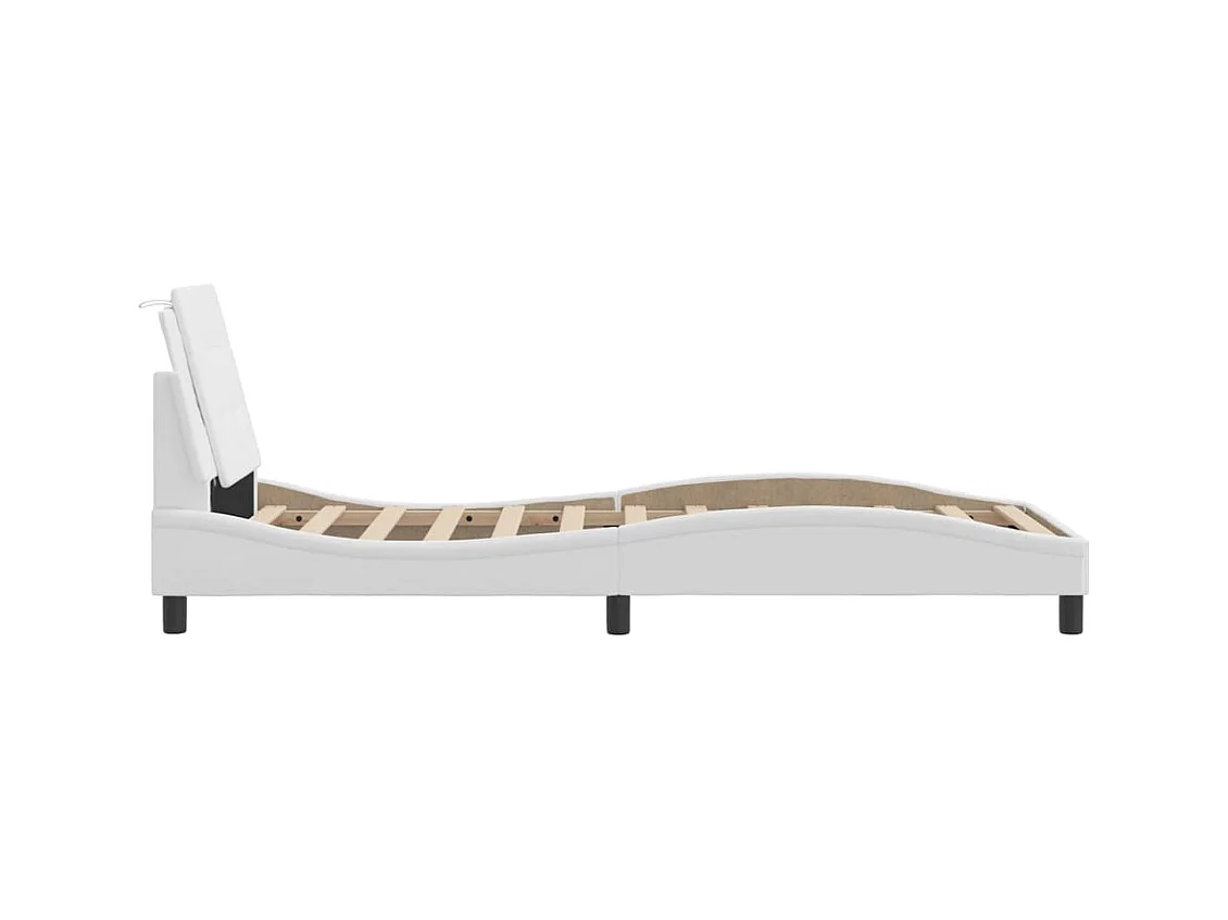 Cadre de lit avec tête de lit Blanc 100x200 Similicuir