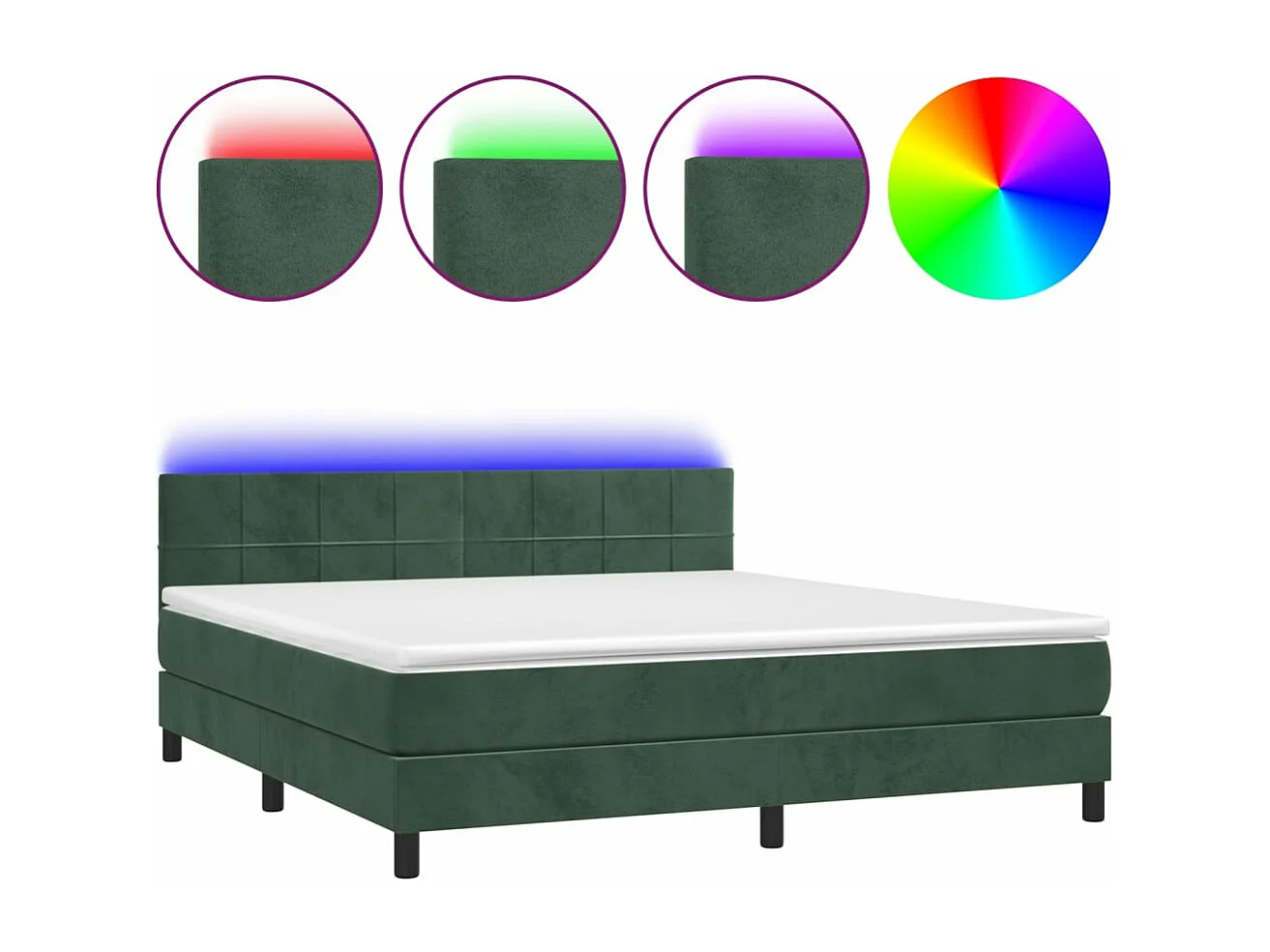 Sommier à lattes de lit avec matelas LED Vert foncé 160x200