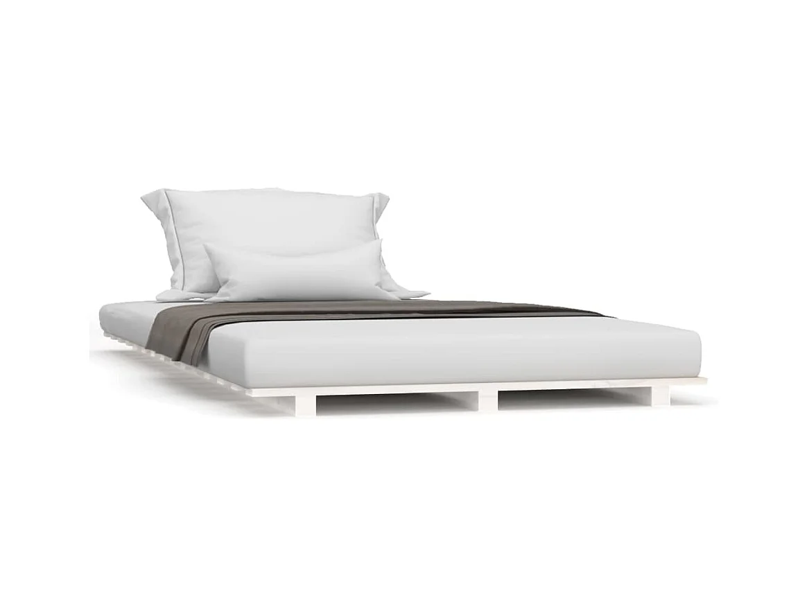 Cadre de lit Blanc 90x200 Bois de pin massif