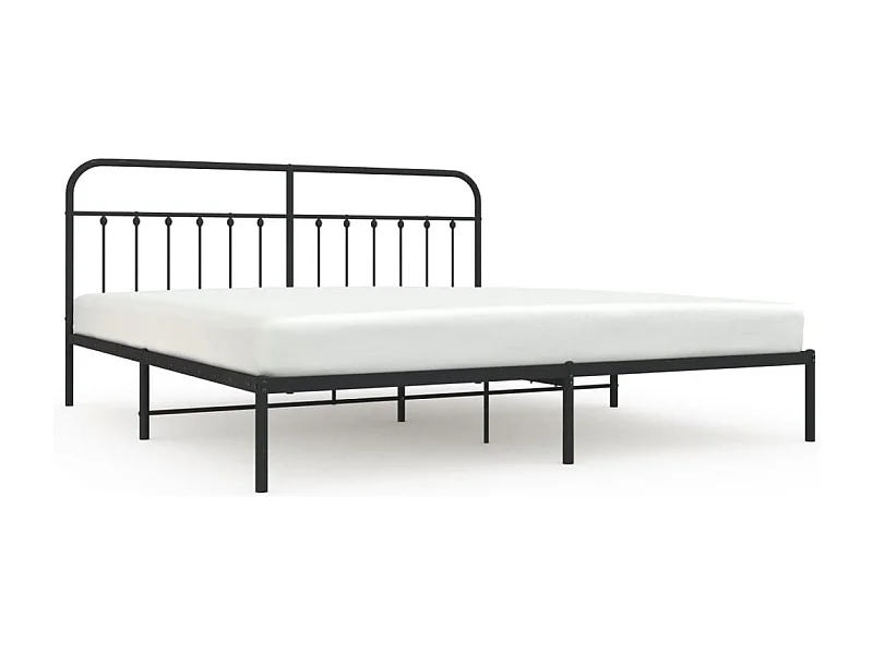 Cadre de lit métal avec tête de lit noir 200x200