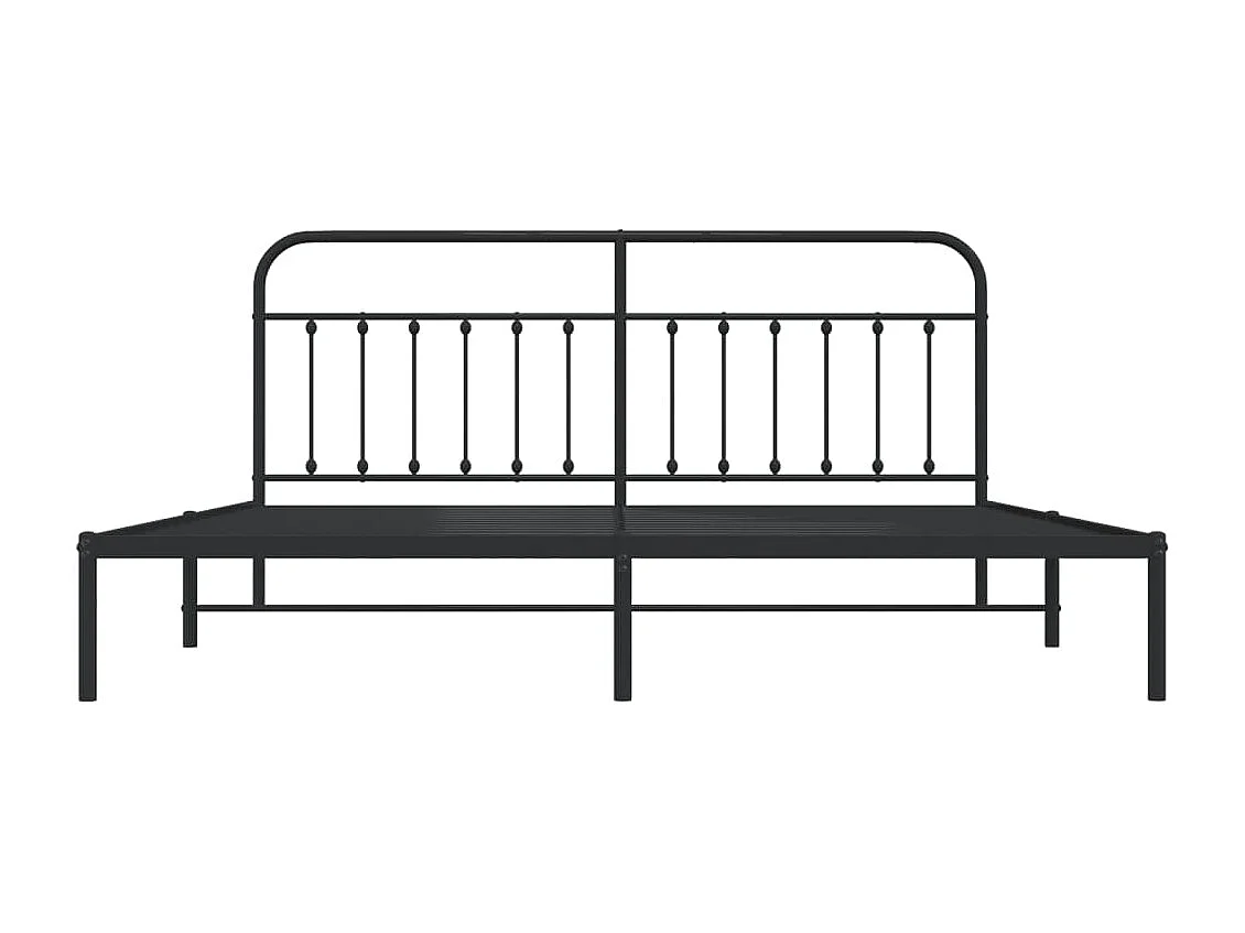Cadre de lit métal avec tête de lit noir 200x200