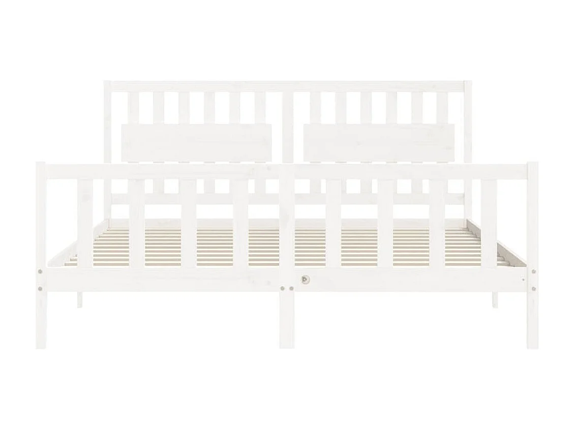 Cadre de lit avec tête de lit blanc Super King Size bois massif
