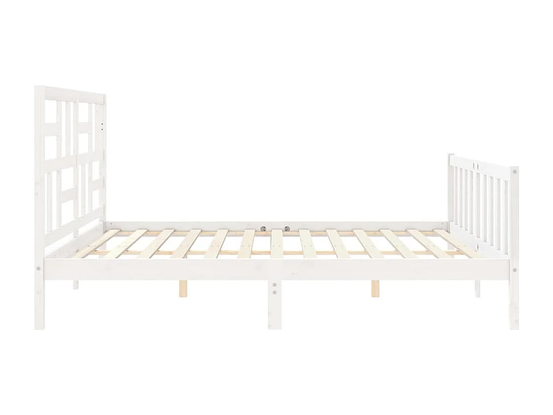 Cadre de lit avec tête de lit blanc 200x200 bois massif