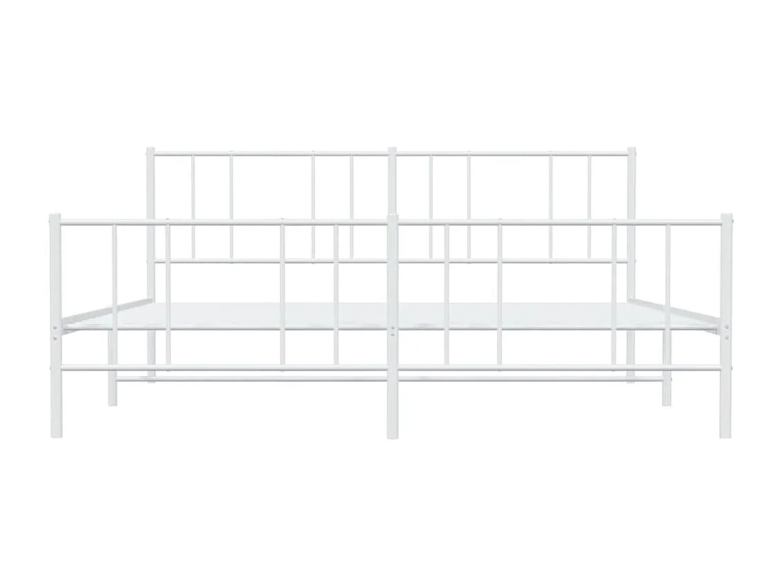 Cadre de lit métal avec tête de lit-pied de lit blanc 180x200