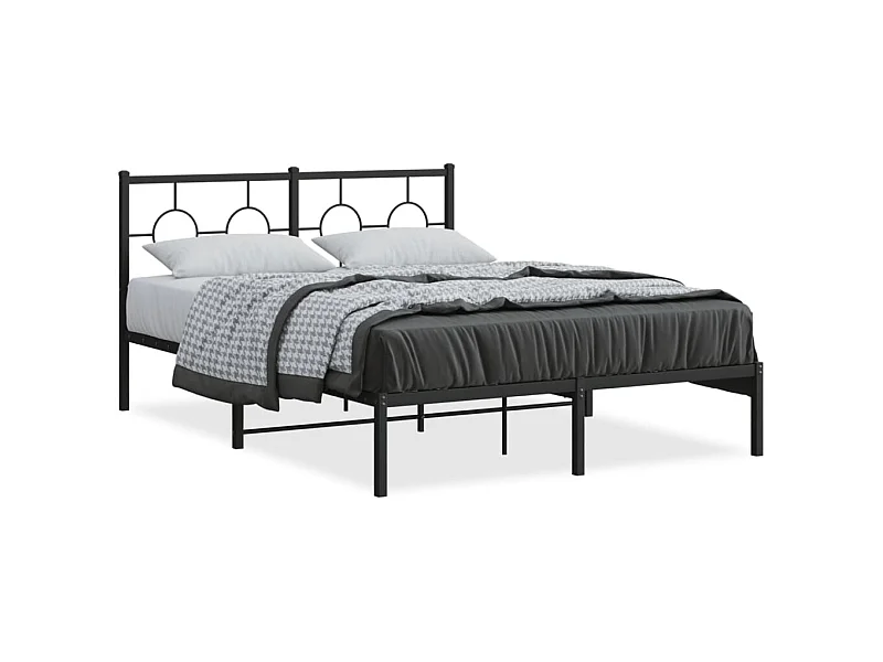 Cadre de lit métal avec tête de lit noir 140x200