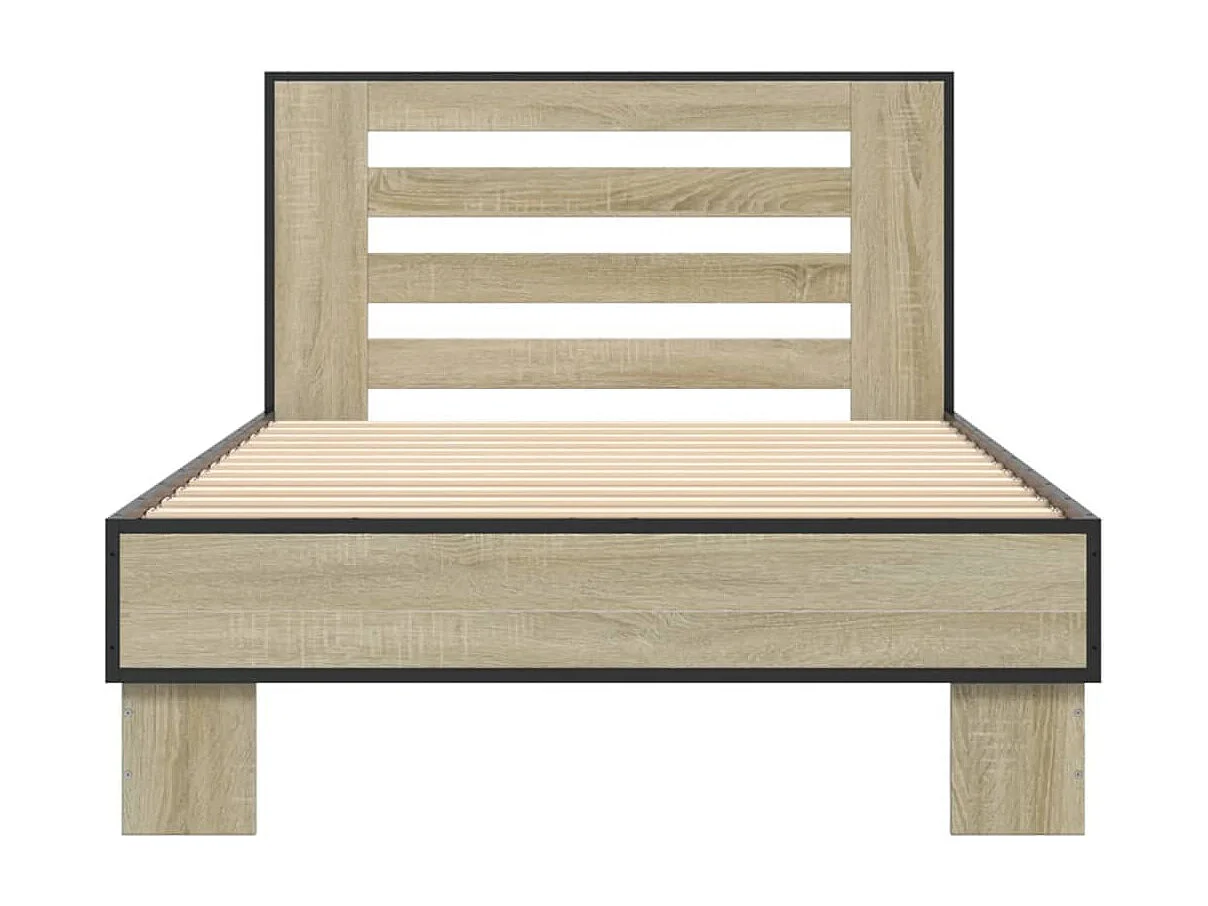 Cadre de lit chêne sonoma 90x190 bois d'ingénierie et métal