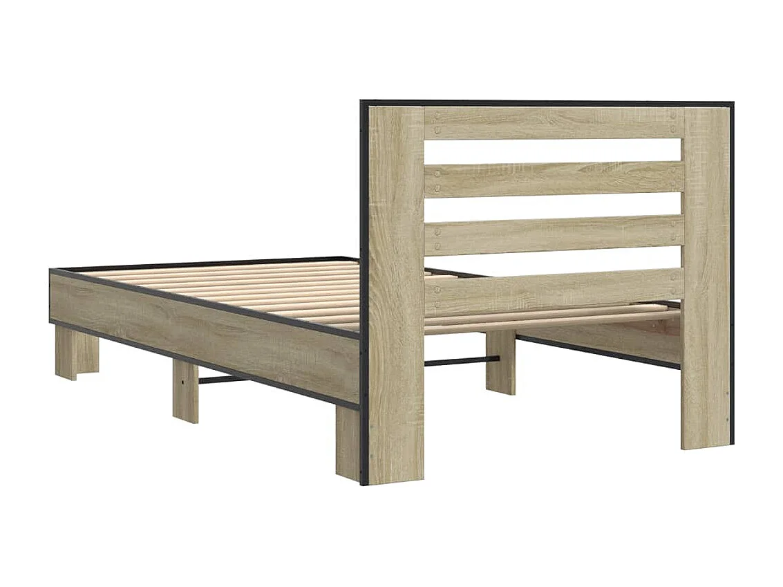 Cadre de lit chêne sonoma 90x190 bois d'ingénierie et métal