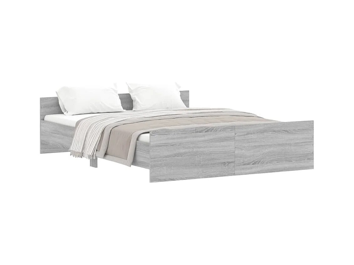 Cadre de lit tête de lit et pied de lit sonoma gris 150x200