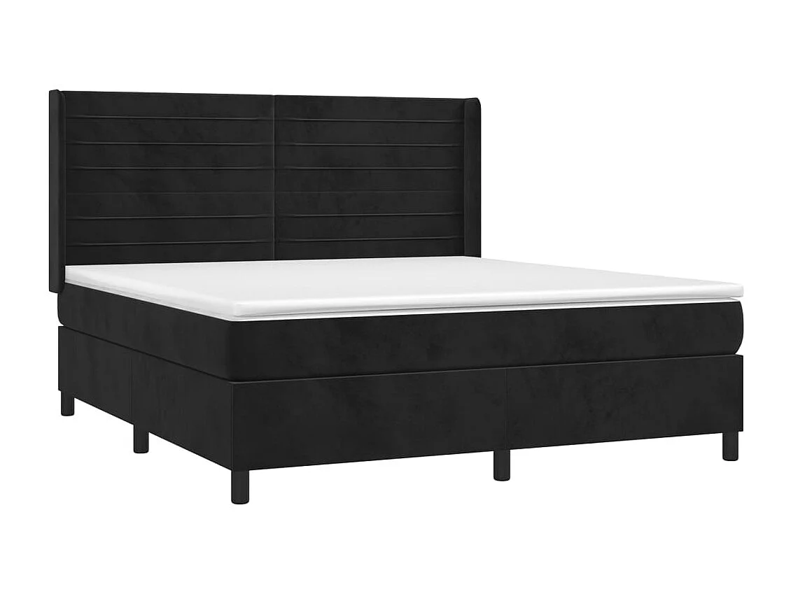 Sommier à lattes de lit matelas et LED Noir 180x200 Velours