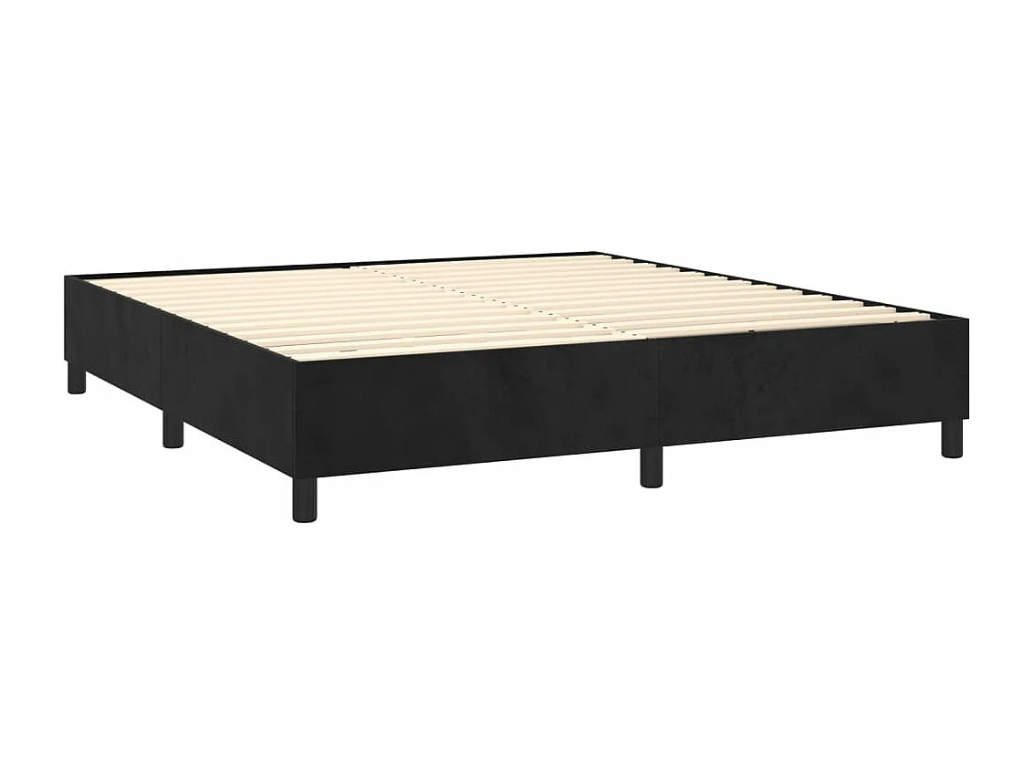 Sommier à lattes de lit matelas et LED Noir 180x200 Velours