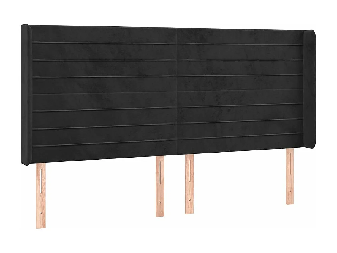 Sommier à lattes de lit matelas et LED Noir 180x200 Velours