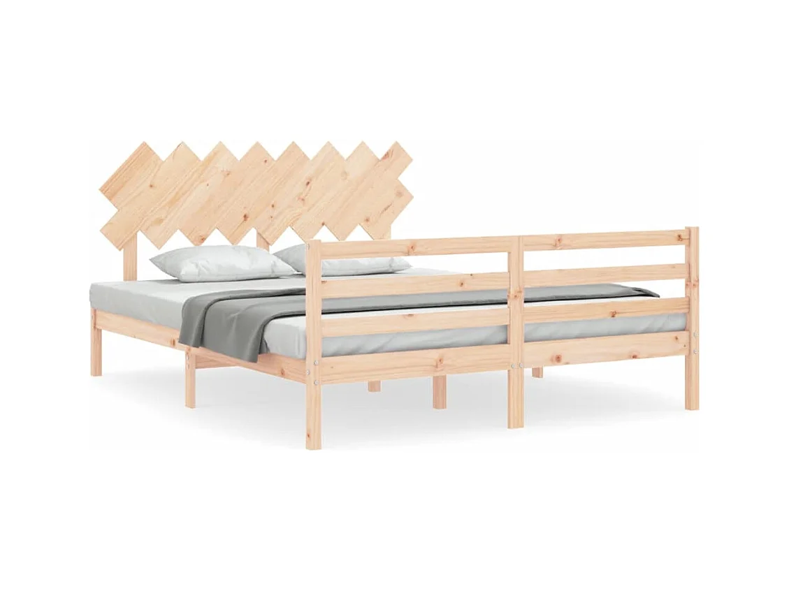 Cadre de lit avec tête de lit 160x200 bois massif