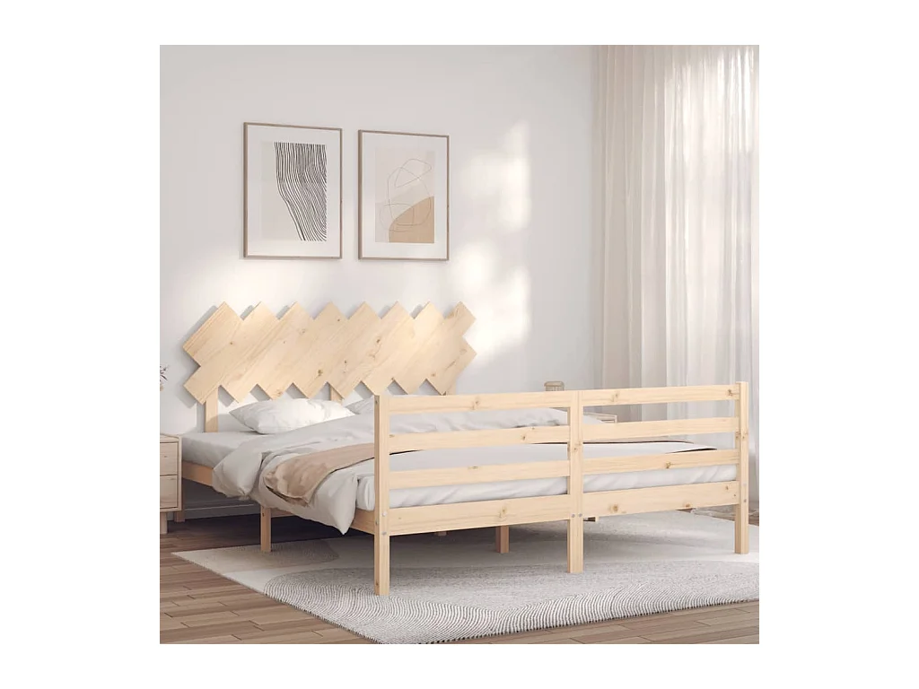 Cadre de lit avec tête de lit 160x200 bois massif