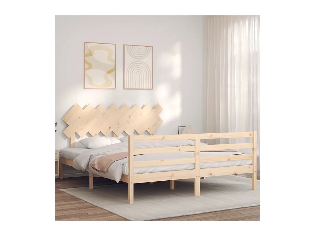Cadre de lit avec tête de lit 160x200 bois massif