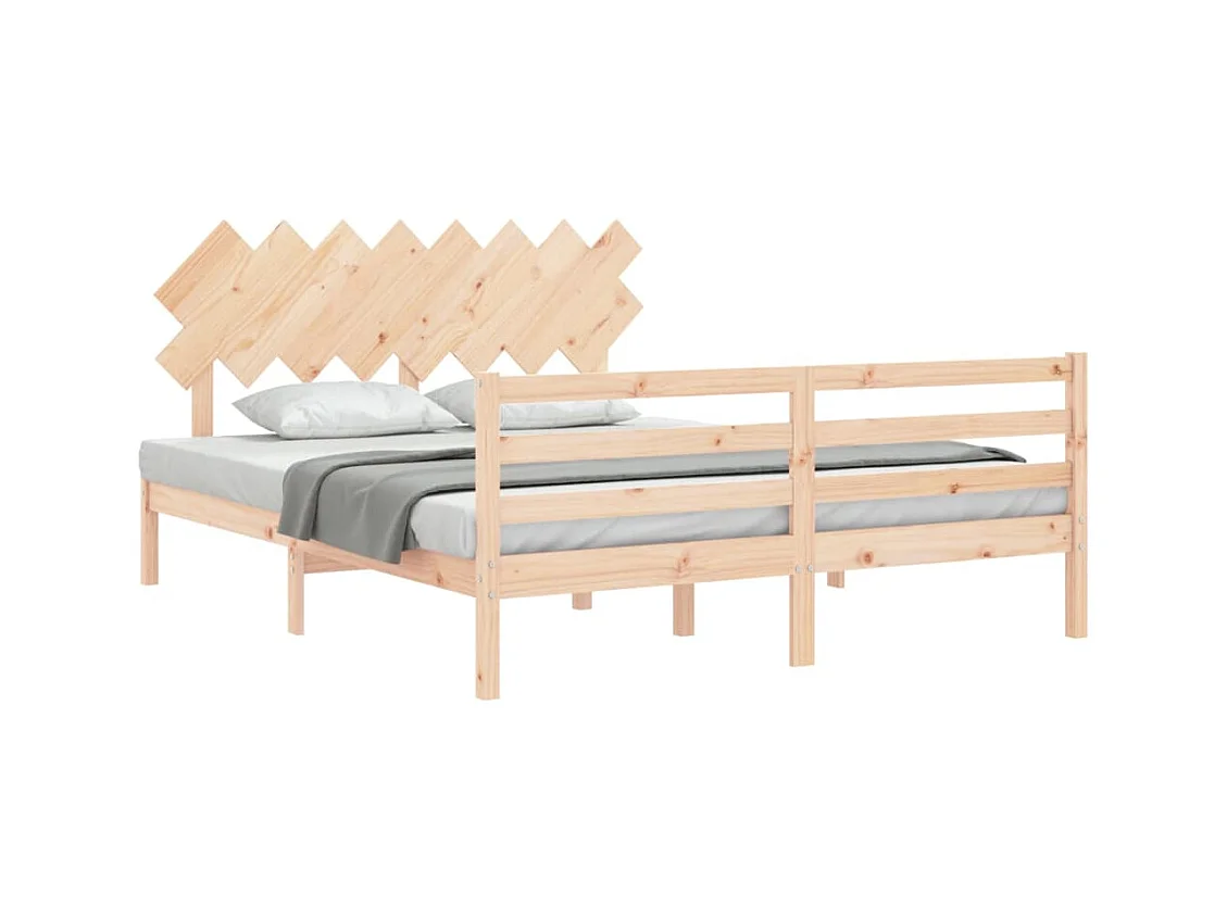 Cadre de lit avec tête de lit 160x200 bois massif