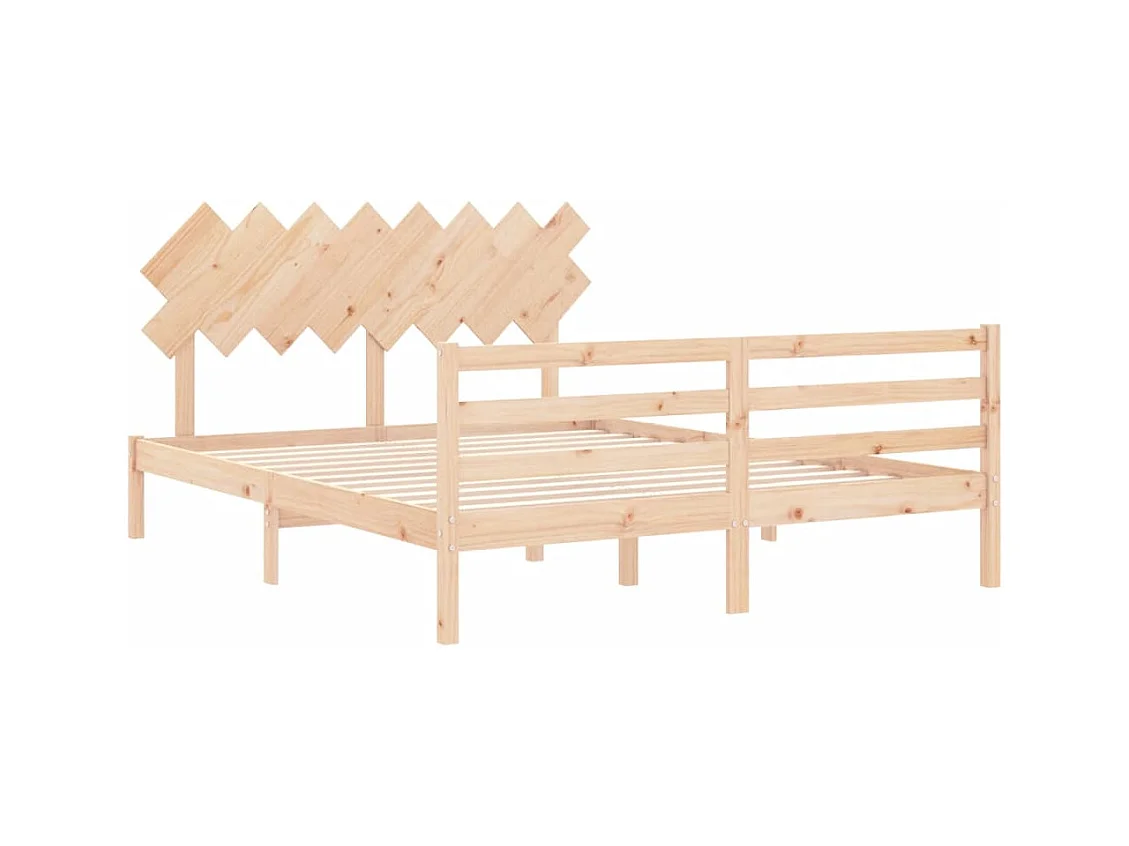 Cadre de lit avec tête de lit 160x200 bois massif