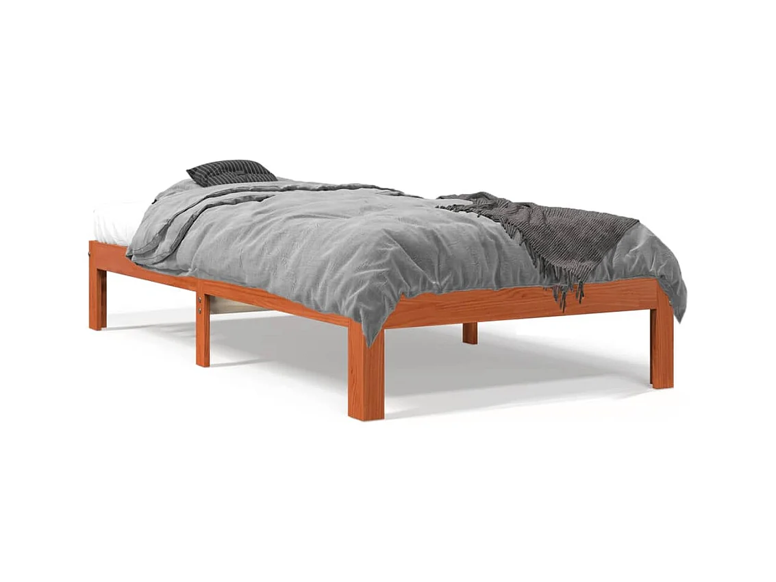 Cadre de lit marron 90x200 bois de pin massif