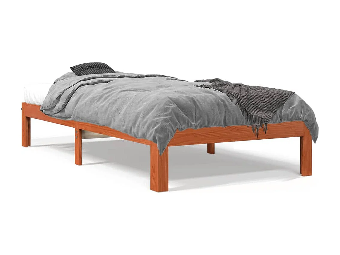 Cadre de lit marron 90x200 bois de pin massif