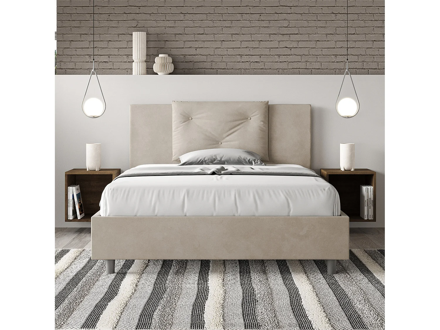 Gestoffeerd Bed 140x190 zonder lattenbodem microvezel zand Appia