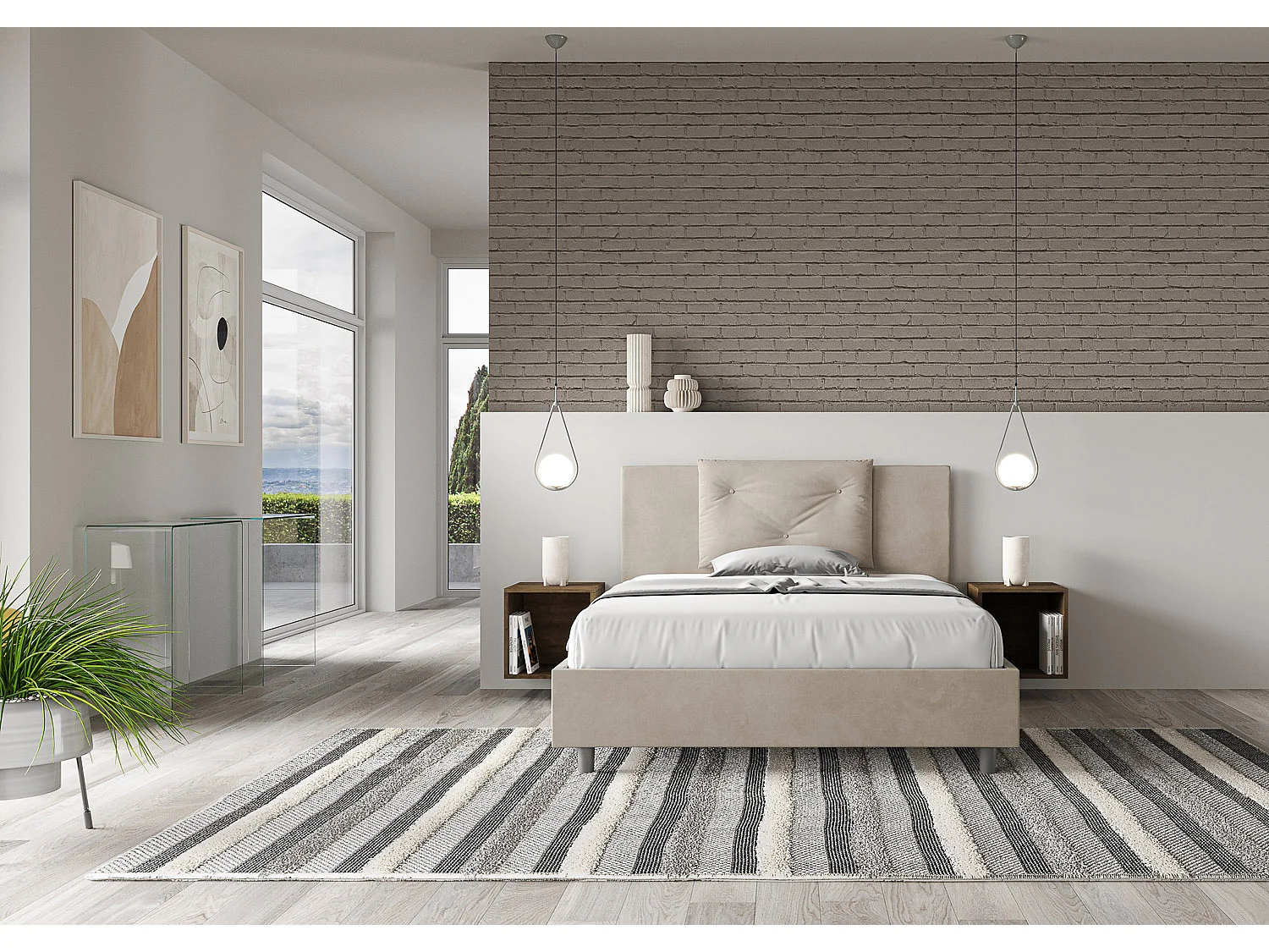 Gestoffeerd Bed 140x190 zonder lattenbodem microvezel zand Appia