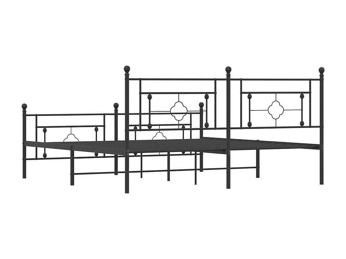 Cadre de lit métal avec tête de lit-pied de lit noir 180x200
