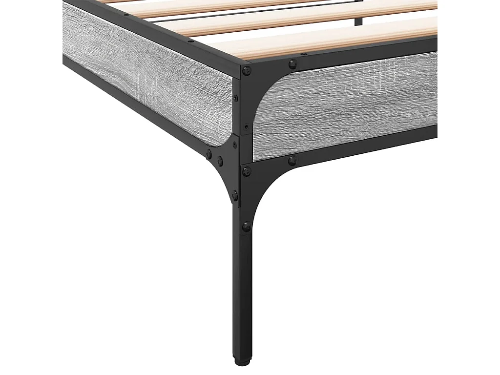 Cadre de lit sonoma gris 75x190 bois d'ingénierie et métal