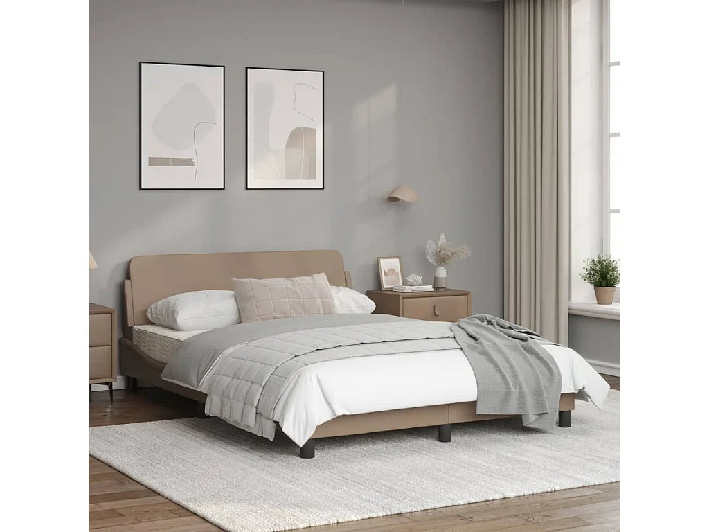 Cadre de lit avec tête de lit Cappuccino 140x190 Similicuir